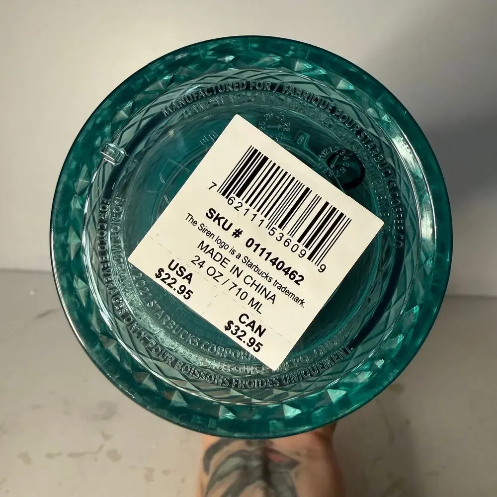 NEW Starbucks 2023 Spring Teal Jeweled Green Blue Ombre Cold Cup Tumbler 24oz